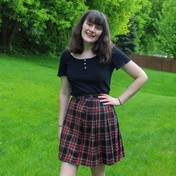 Red Plaid Skirt - Picture 2 of 4